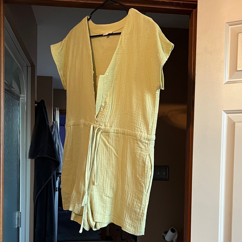 Hem & Thread Light Yellow Button-Down Dress
